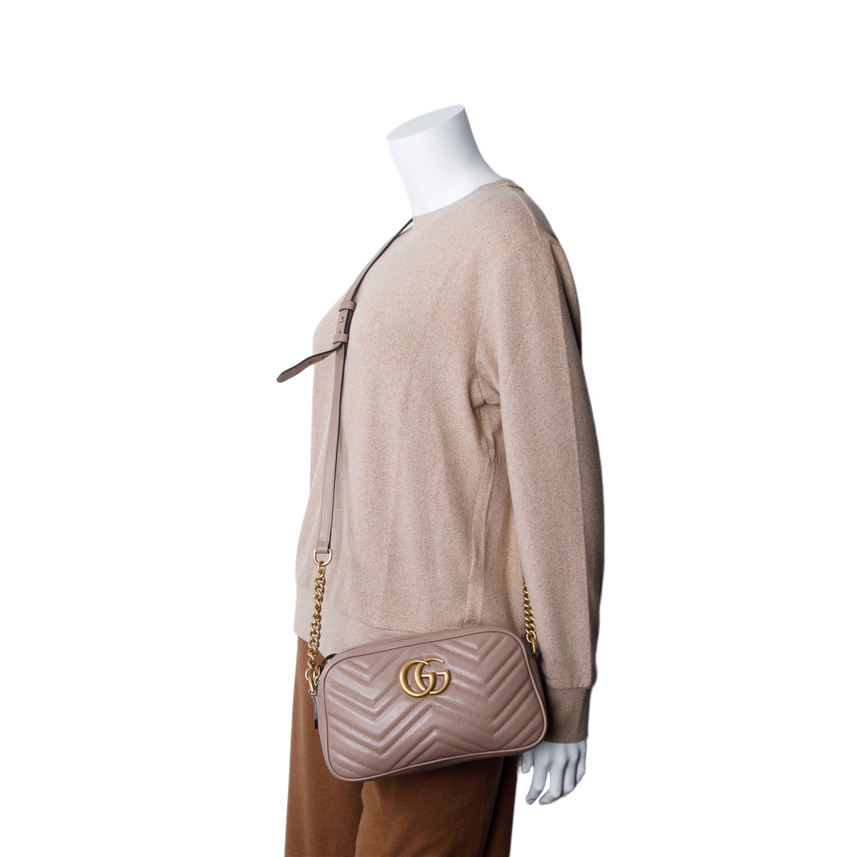 Gucci Pink GG Marmont Matelasse Small Camera Bag w/ Box