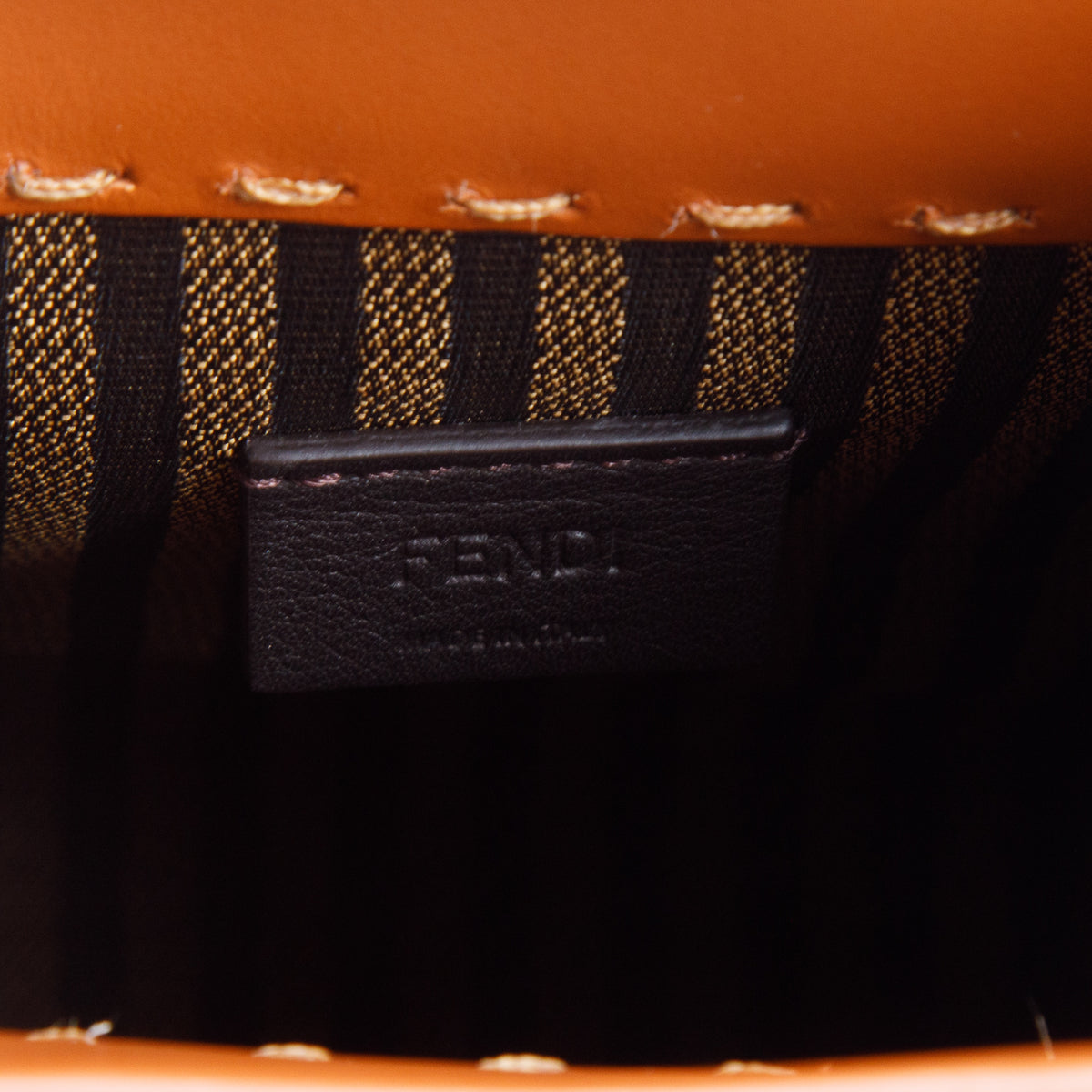 Fendi Brown Vitello King Plexiglass Logo Embossed Mini Fendi Sunshine Shopper Tote w/ Strap