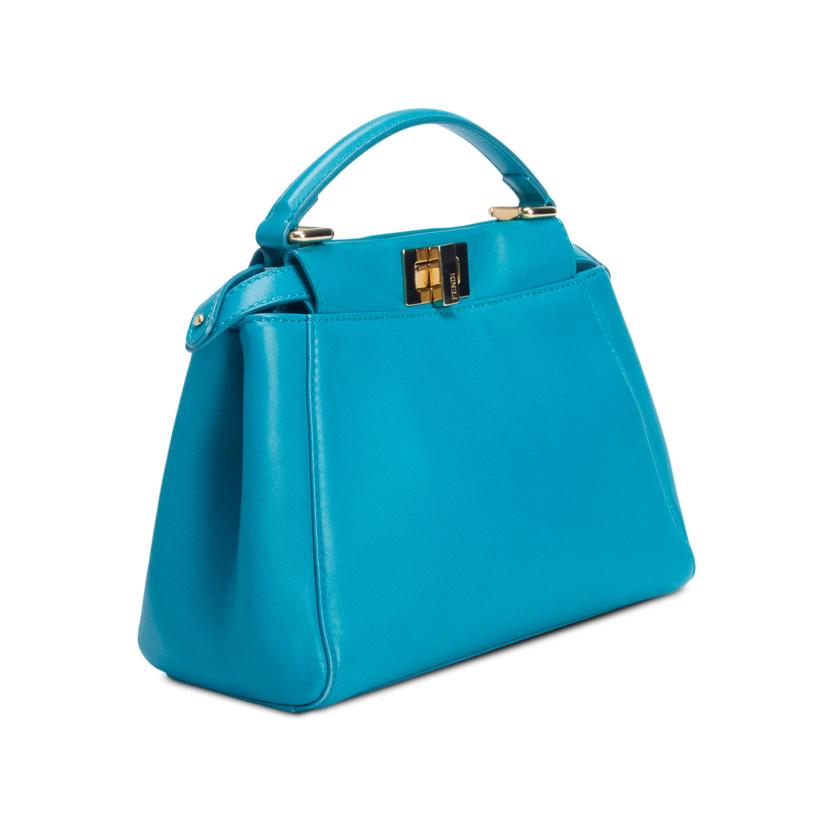 Fendi Teal Nappa Mini Peekaboo Iconic Satchel w/ Strap