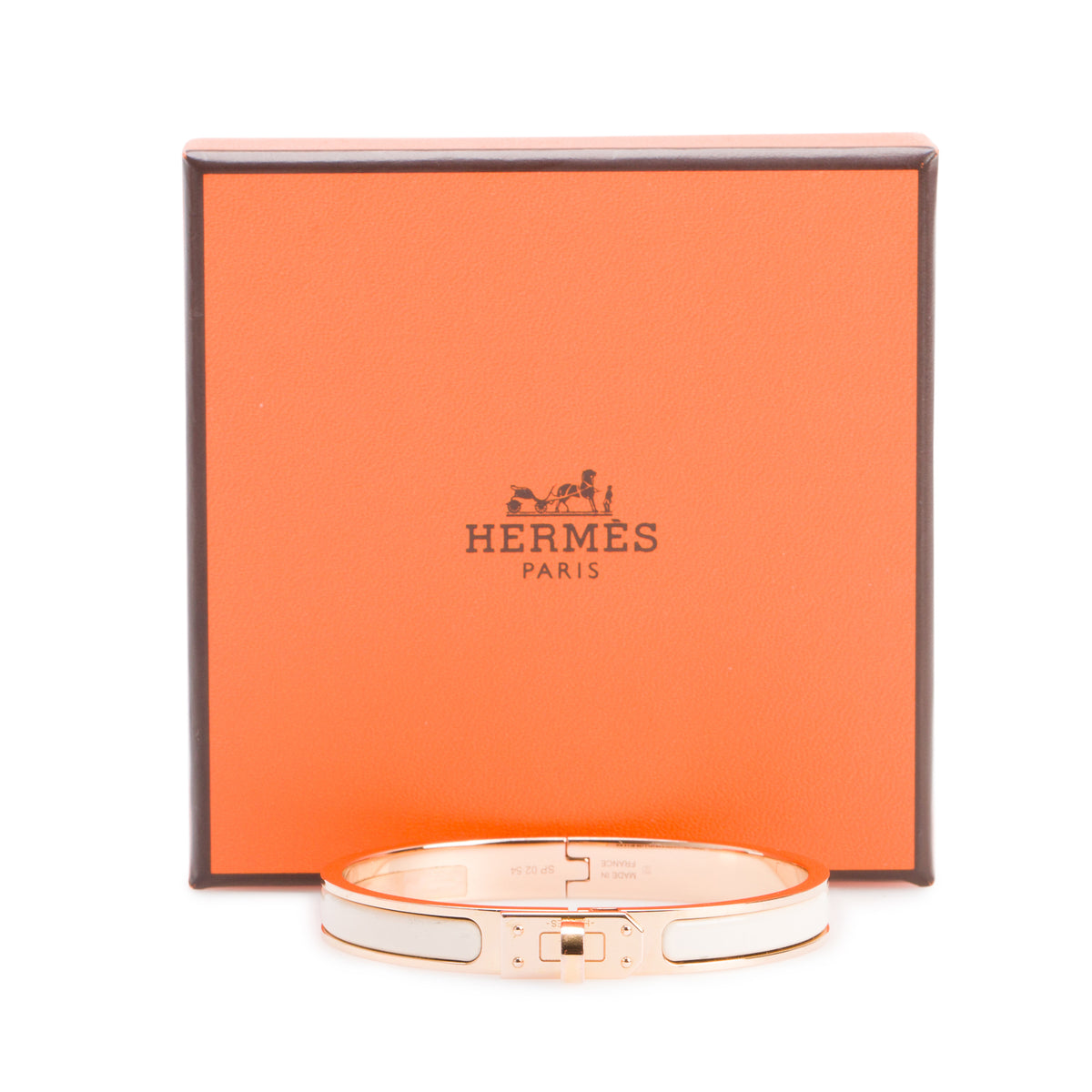 Hermes 2025 Yellow Gold-Plated Creme Enamel Mini Clic Kelly Bracelet w/ Box & Receipt
