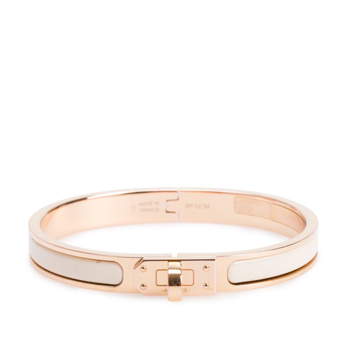 Hermes 2025 Yellow Gold-Plated Creme Enamel Mini Clic Kelly Bracelet w/ Box & Receipt