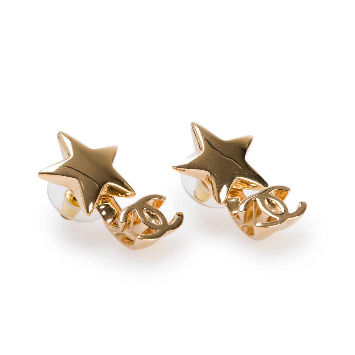 Chanel 2026 Gold Plated Star CC Drop Earrings w/ Box & Receipt