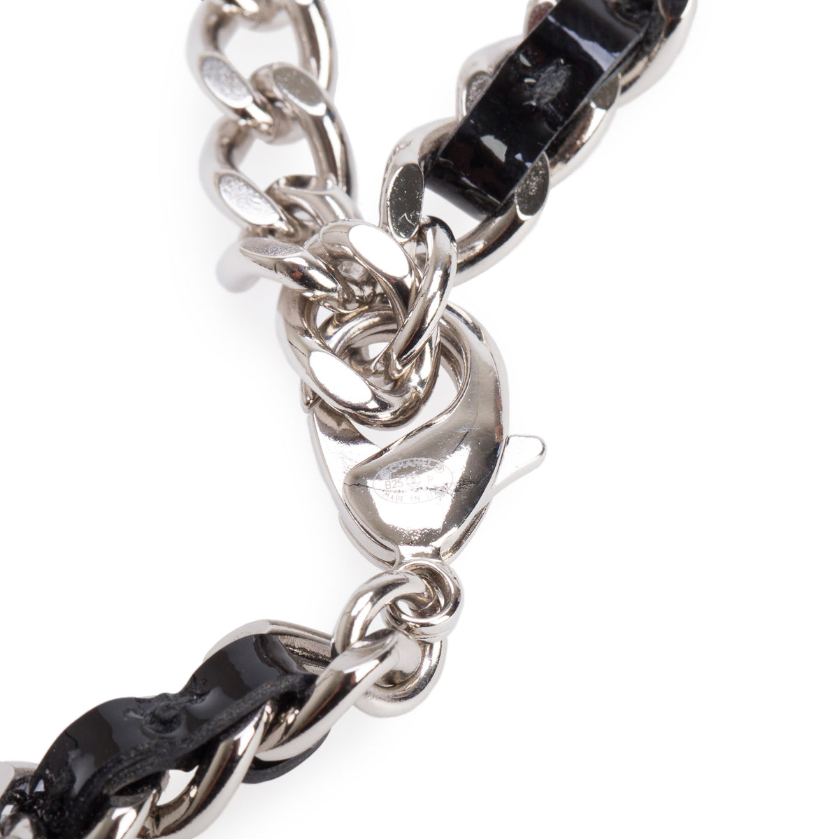 Chanel 2025 Palladium-Plated Chain-Link & Leather Interlocking CC Logo Waist Belt w/ Box