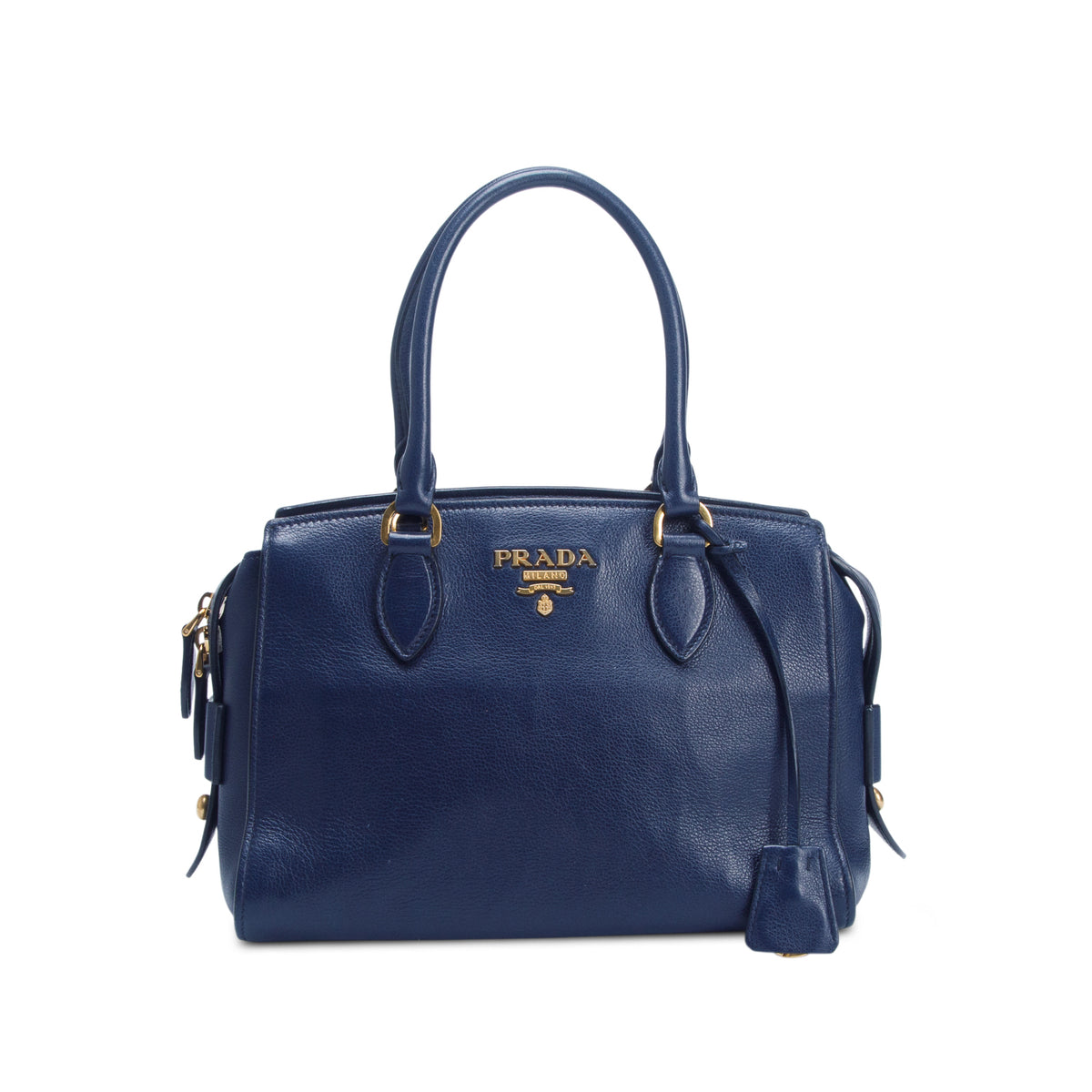 Prada Blue Glace Calf Top Handle Bag w/ Authenticity Card