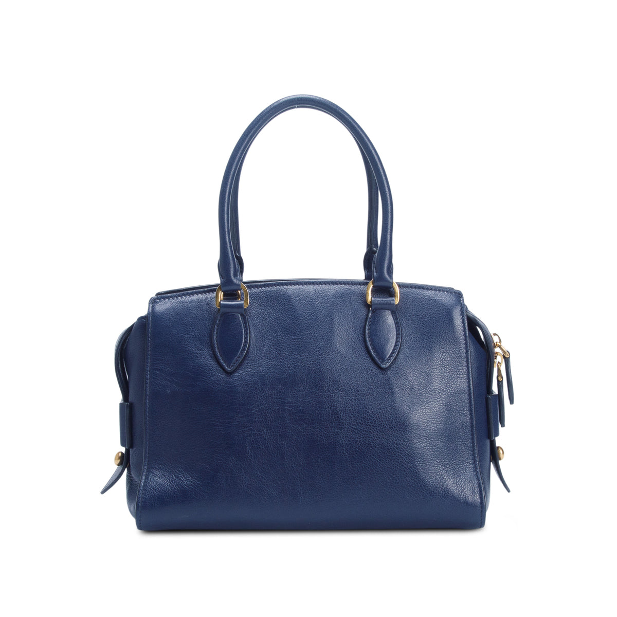 Prada Blue Glace Calf Top Handle Bag w/ Authenticity Card