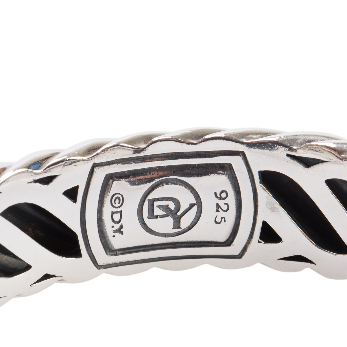 David Yurman Sterling SIlver Onyx Waverly 15 MM Cable Cuff Bracelet
