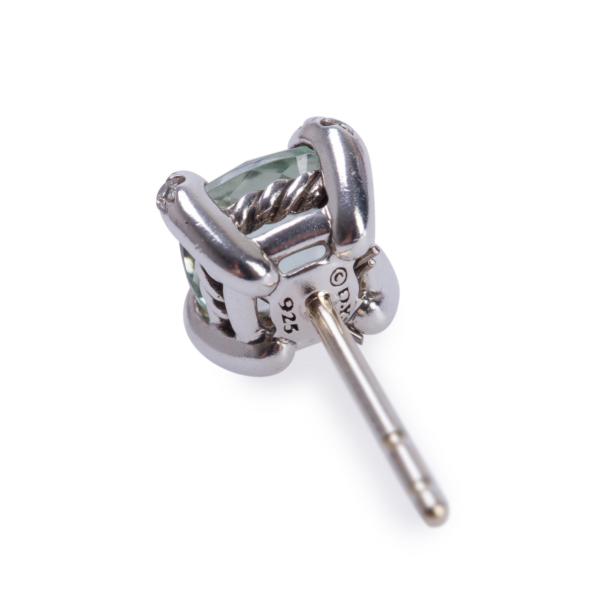 David Yurman Sterling Silver Prasiolite & Diamond Petite Chatelaine Stud Earrings, 6 MM