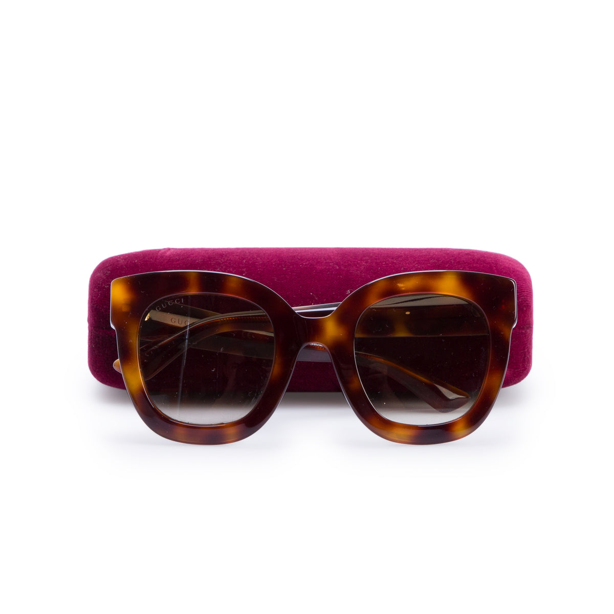 Gucci GG0208S Tortoise Round Frame Star Sunglasses w/ Case