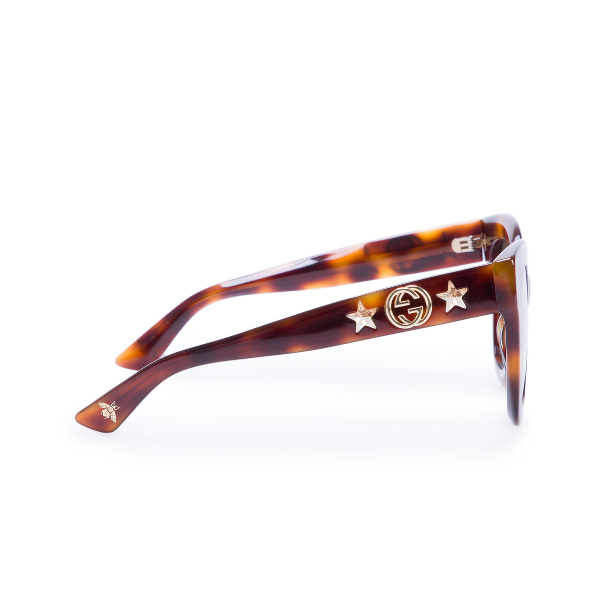 Gucci GG0208S Tortoise Round Frame Star Sunglasses w/ Case