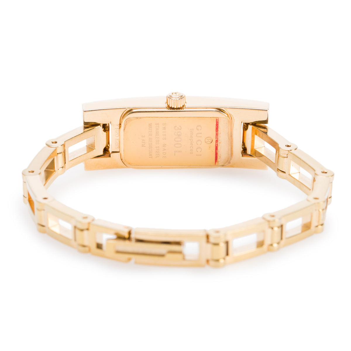 Gucci Gold Plated Stainless Steel White Leather 3900 Series Watch Gold Dial