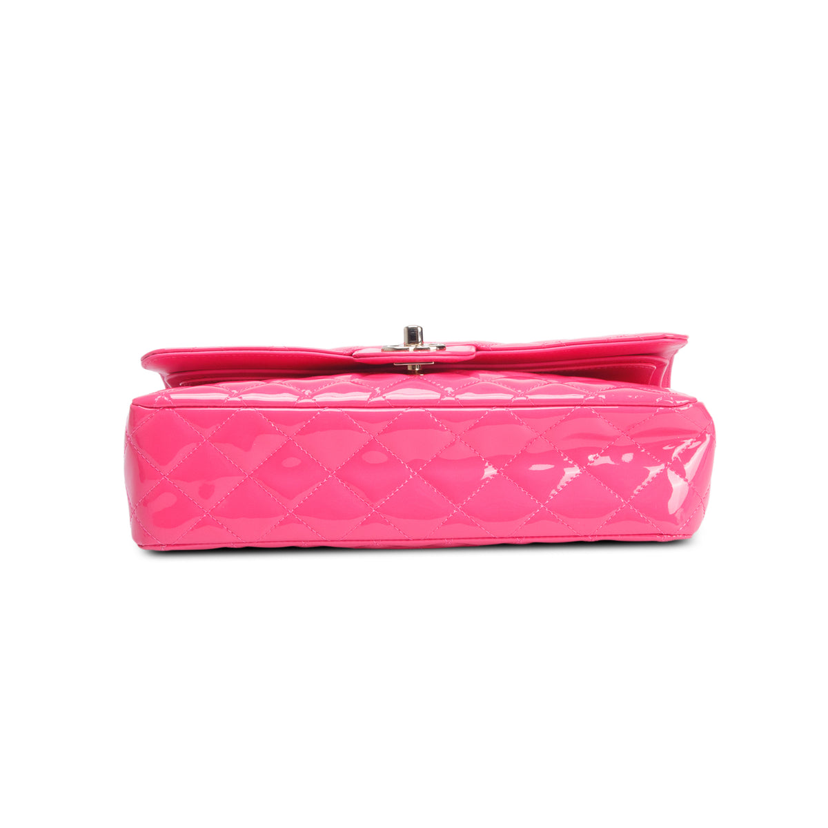 Chanel Pink Quilted Patent Leather Classic Medium Double Flap Bag