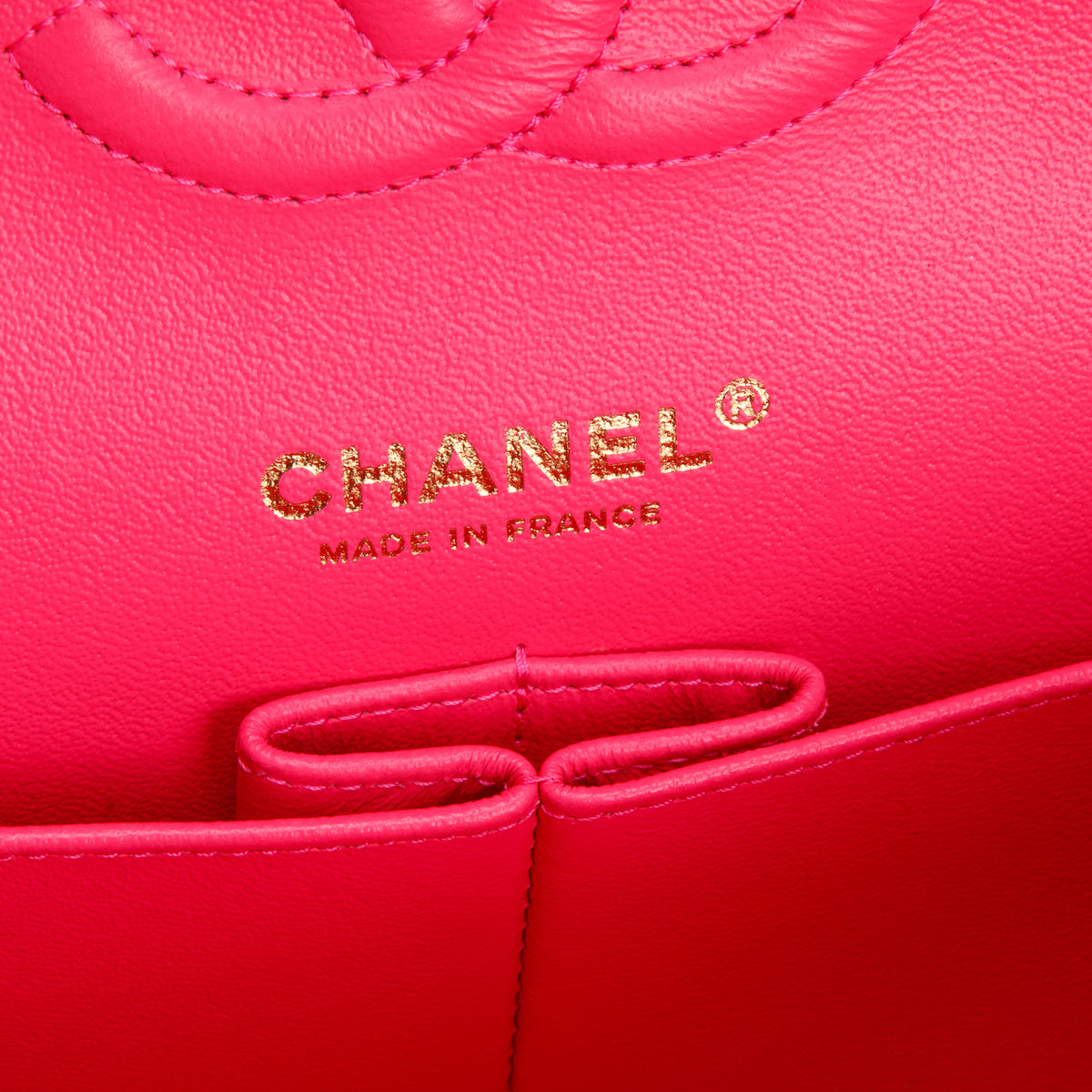 Chanel Pink Quilted Patent Leather Classic Medium Double Flap Bag