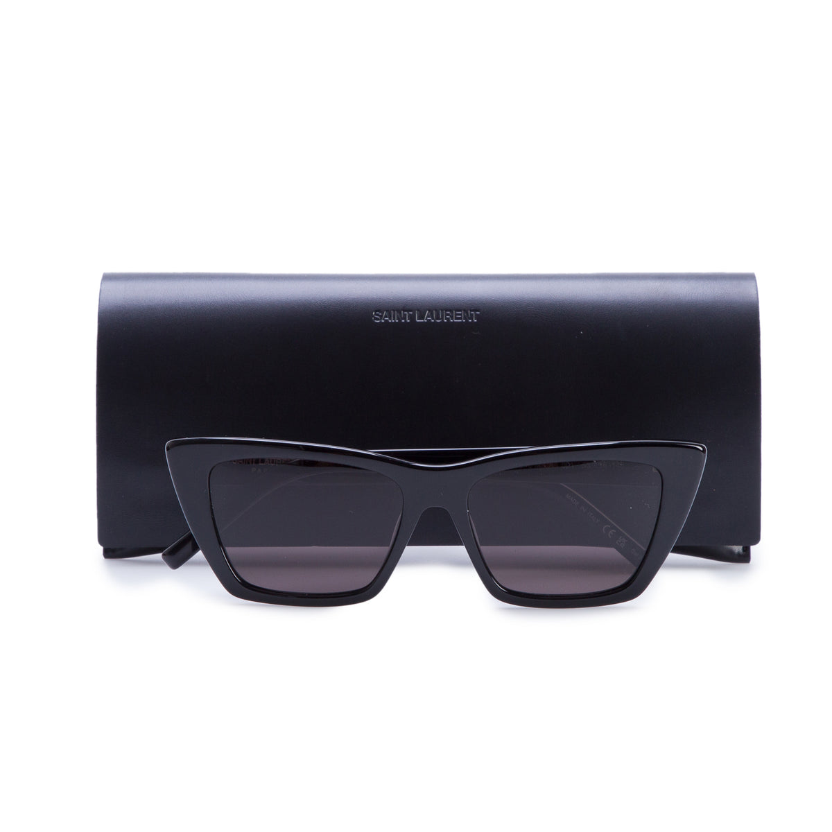 Saint Laurent SL 276 Black Acetate Mica Cat Eye Sunglasses w/ Case