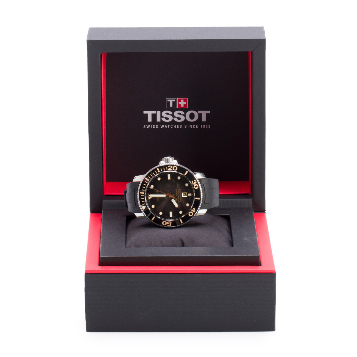 Tissot Stainless Steel Seastar 2000 Professional 46 MM Powermatic 80 Automatic Watch Black Dial w/ Box & Papers