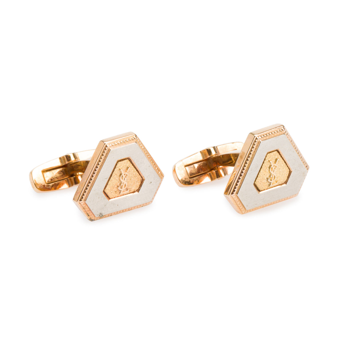 Saint Laurent Vintage Gold-Plated & Silver-Plated Logo Cufflinks