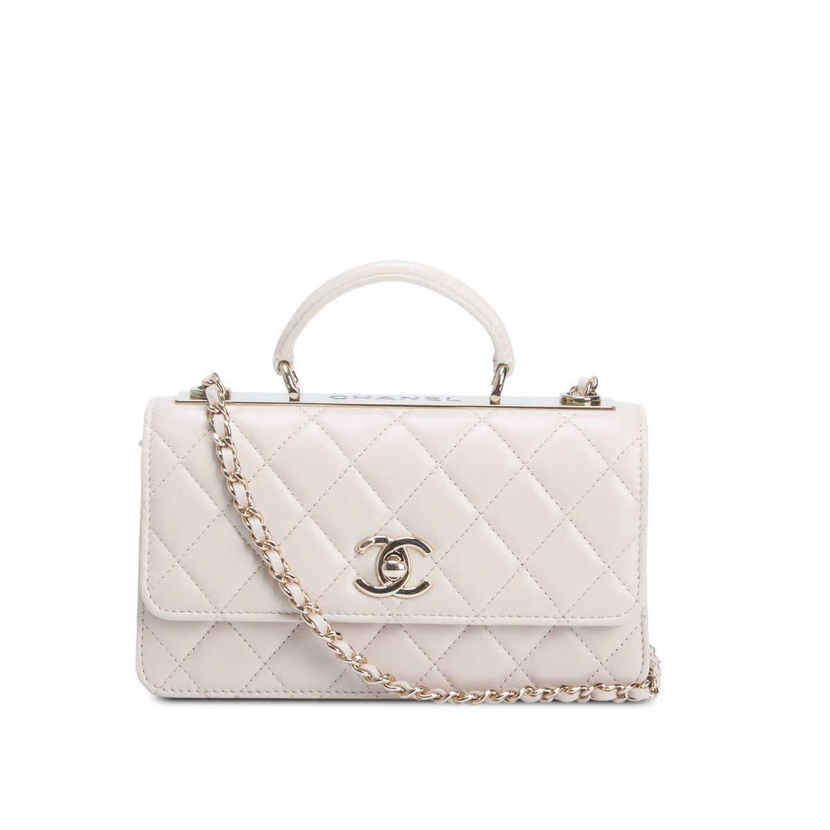 Chanel Beige Lambskin Leather Trendy Handle Wallet on Chain