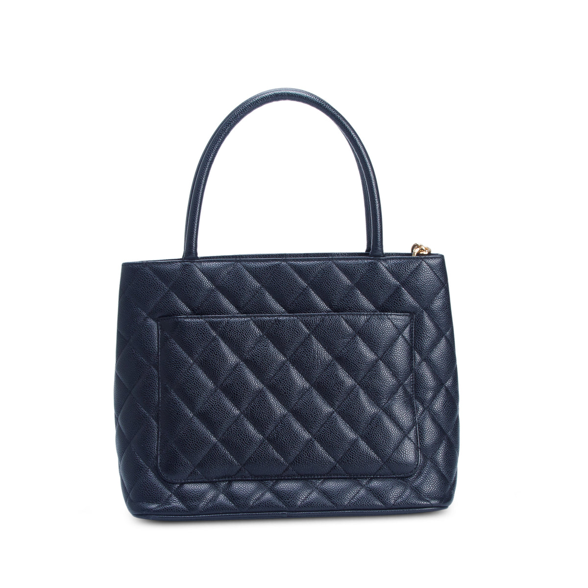 Chanel Black Quilted Caviar Leather Medallion Tote