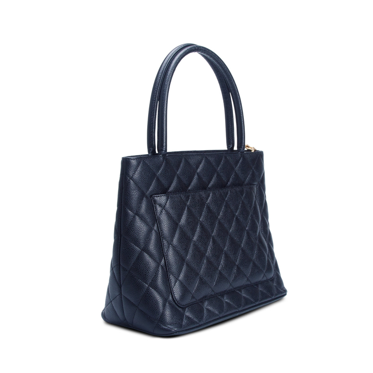 Chanel Black Quilted Caviar Leather Medallion Tote