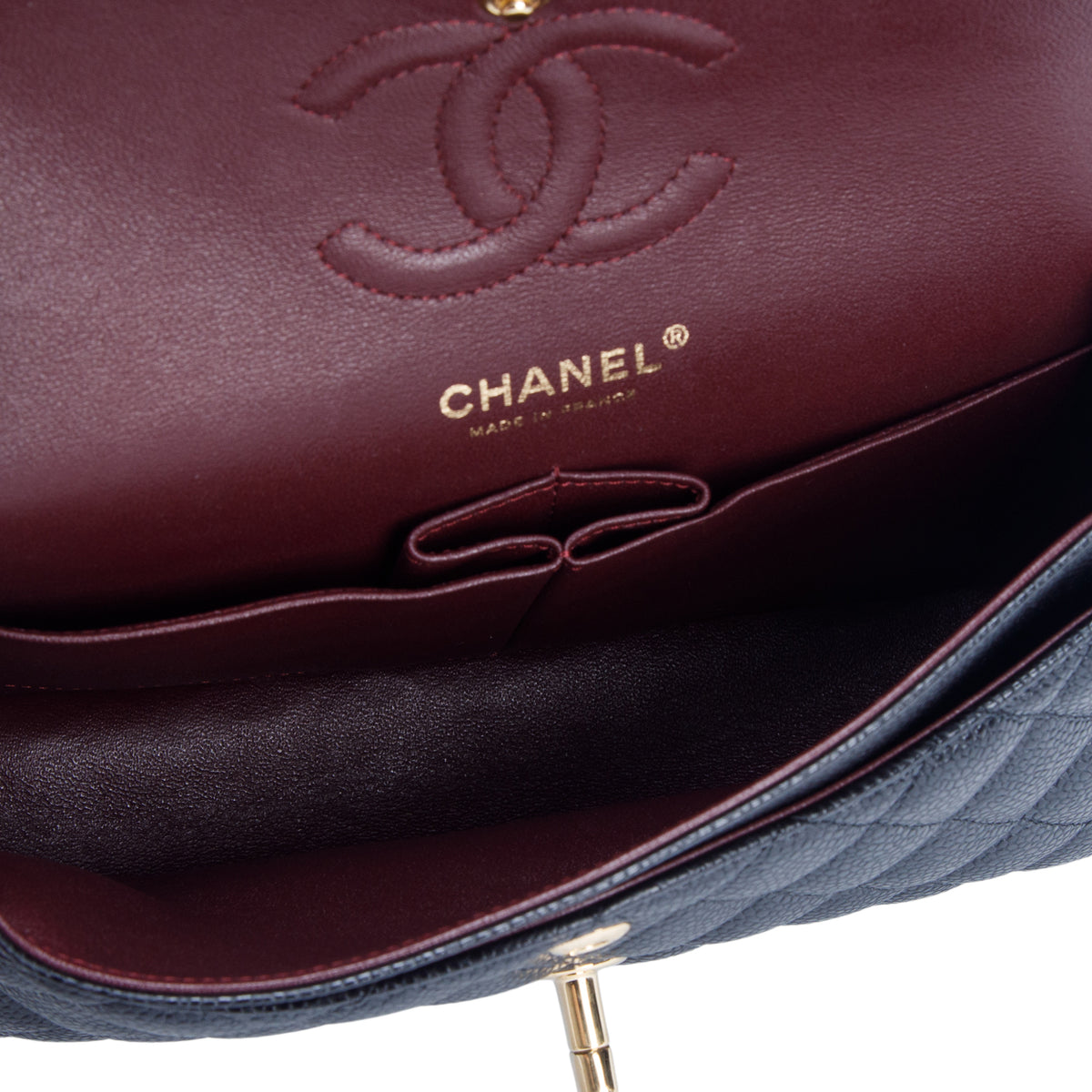 Chanel Black Quilted Caviar Leather Classic Small Double Flap Bag w/ Box & Authenticity Card
