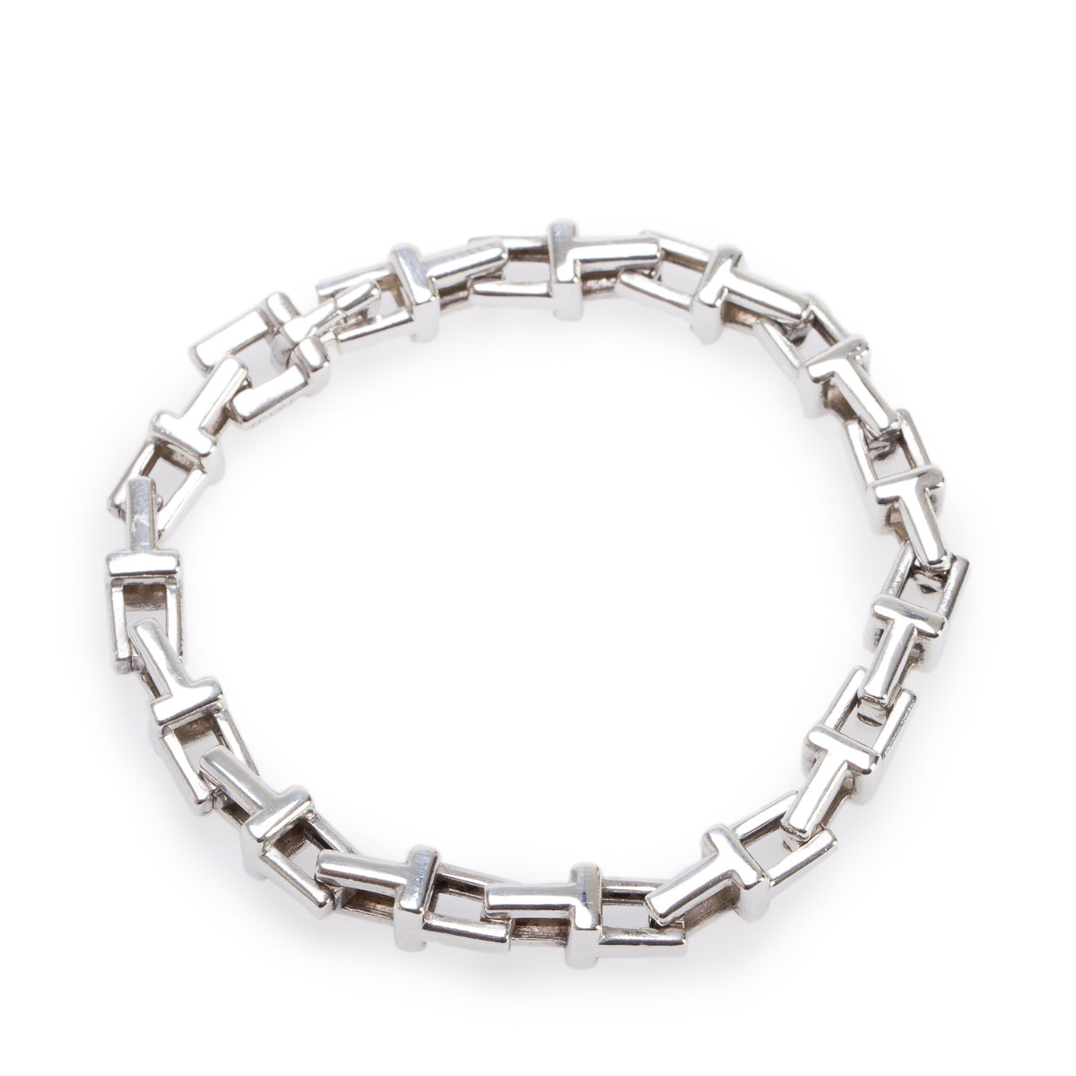 Tiffany & Co. Sterling Silver T Square Link Bracelet w/ Box