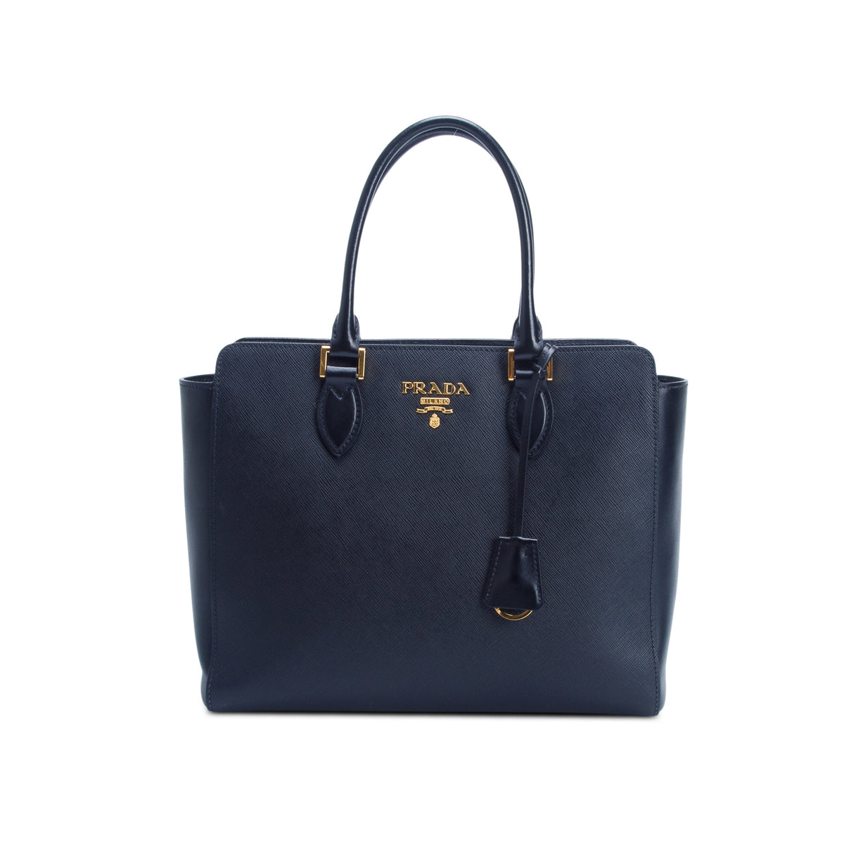 Prada Black Saffiano Soft Calfskin Small Zippered Tote w/ Strap