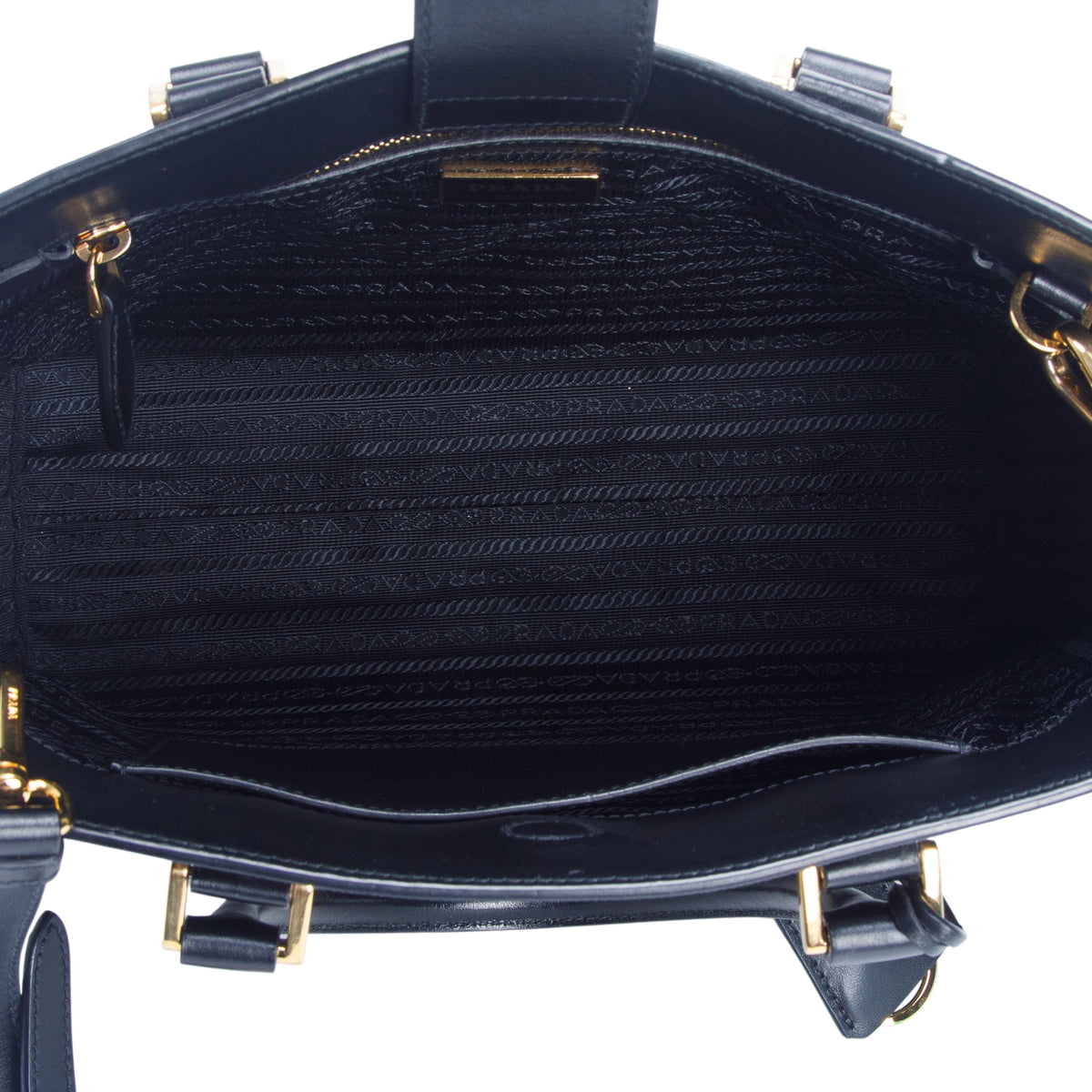 Prada Black Saffiano Soft Calfskin Small Zippered Tote w/ Strap