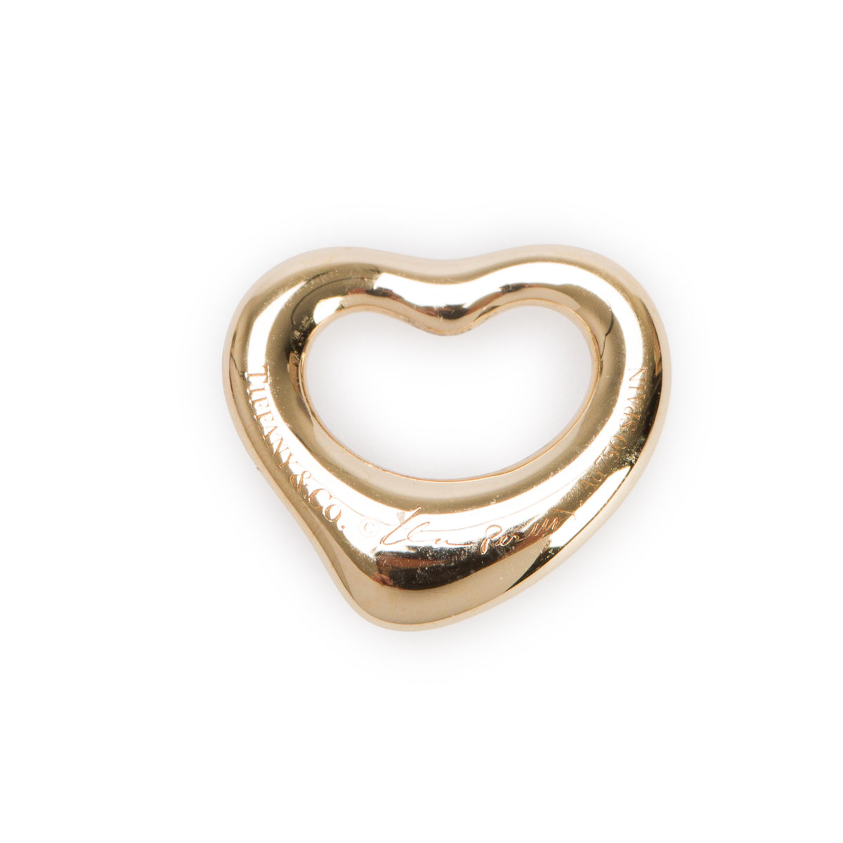 Tiffany & Co. Elsa Peretti 18k Yellow Gold Diamond 11 MM Open Heart Charm Pendant
