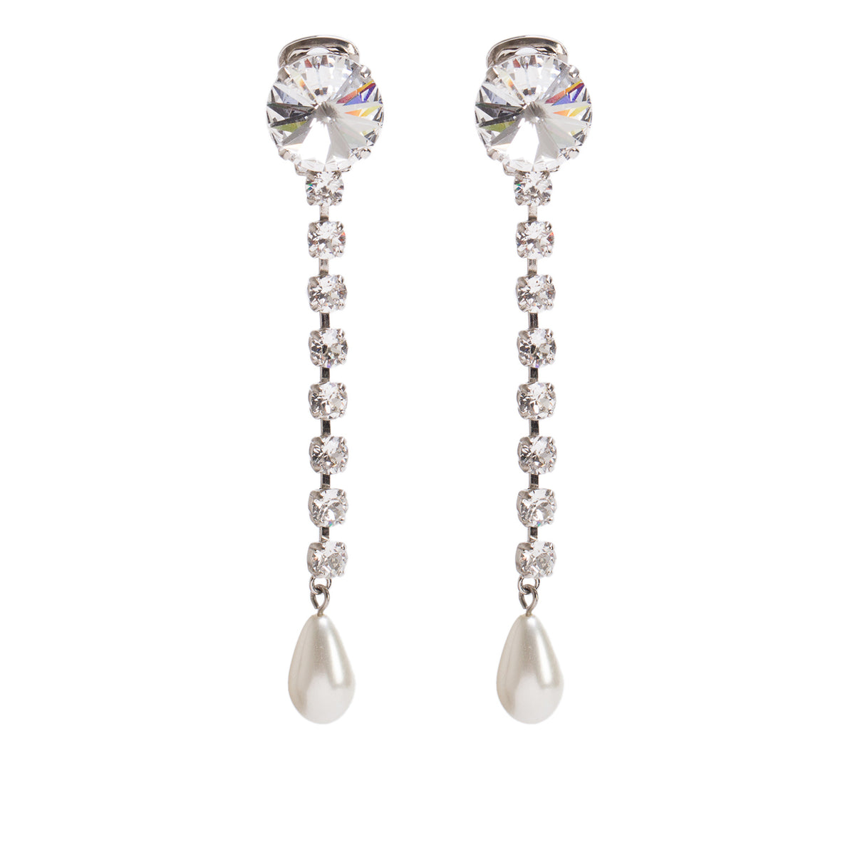Miu Miu Sterling Silver Faux Pearl & Crystal Drop Earrings