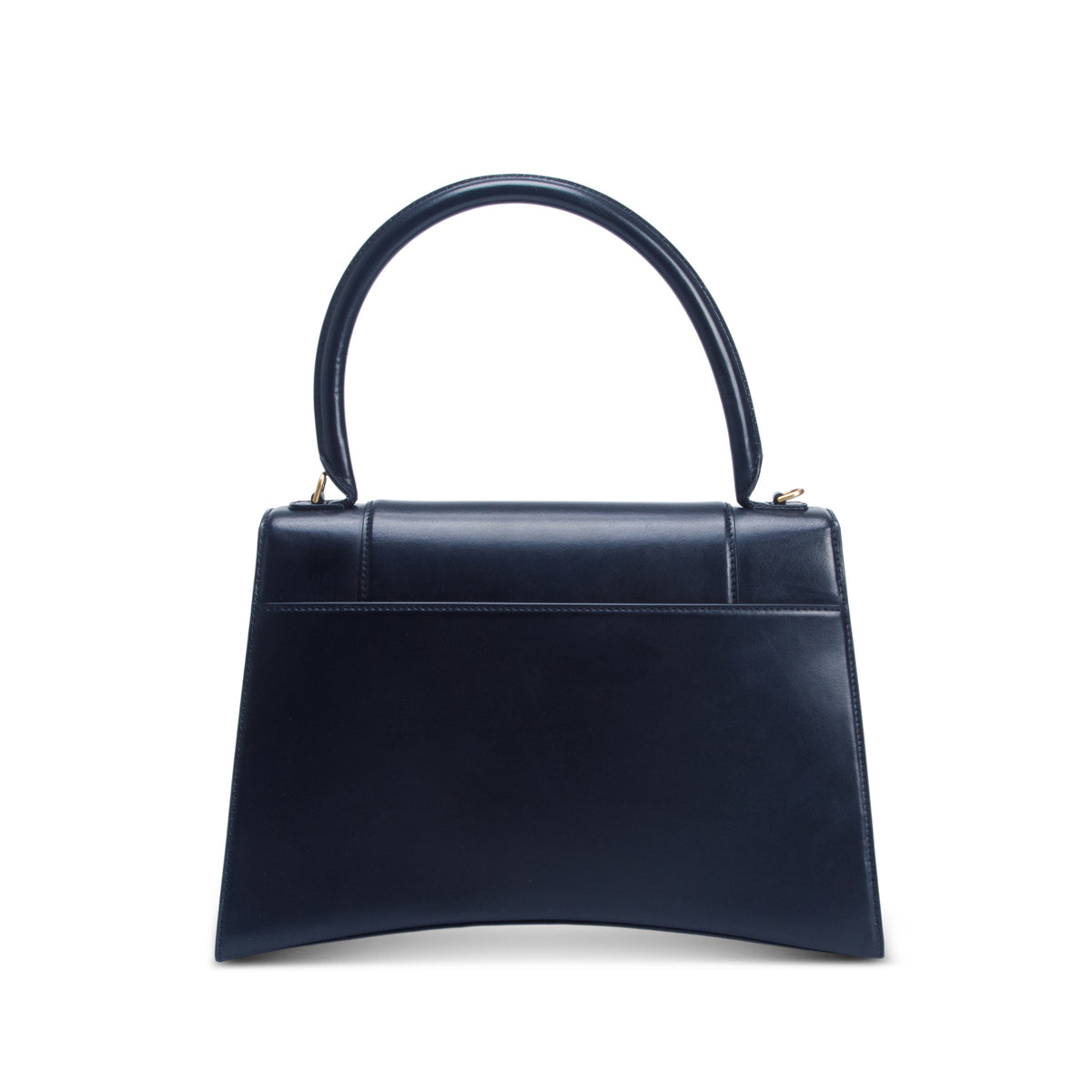 Balenciaga Black Shiny Box Calfskin Medium Hourglass Top Handle Bag w/ Strap