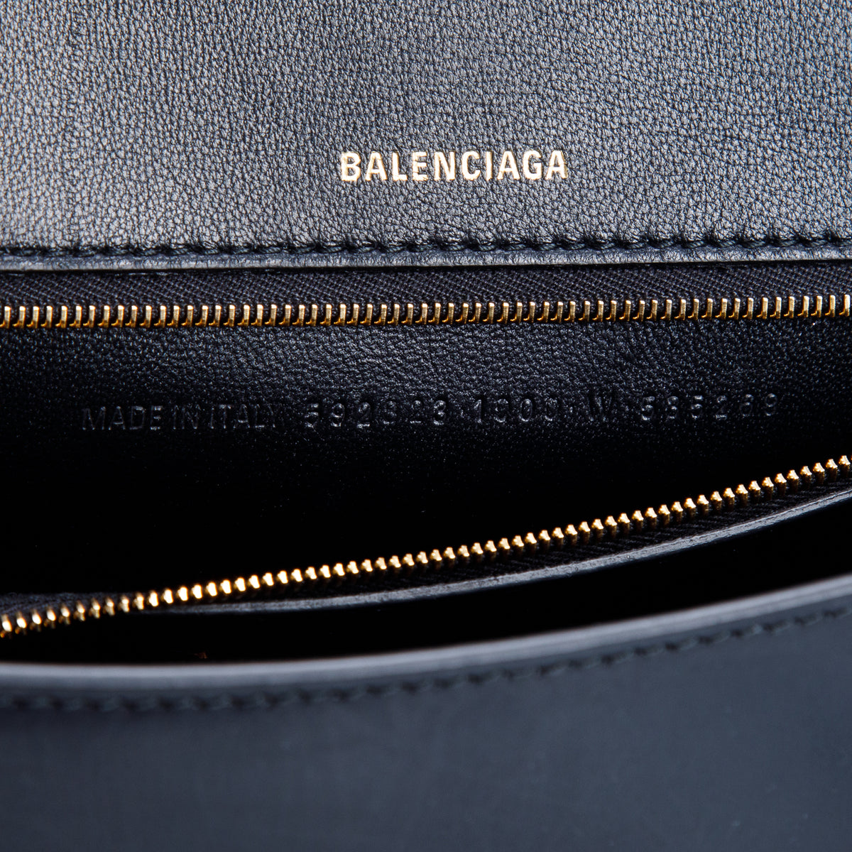Balenciaga Black Shiny Box Calfskin Medium Hourglass Top Handle Bag w/ Strap