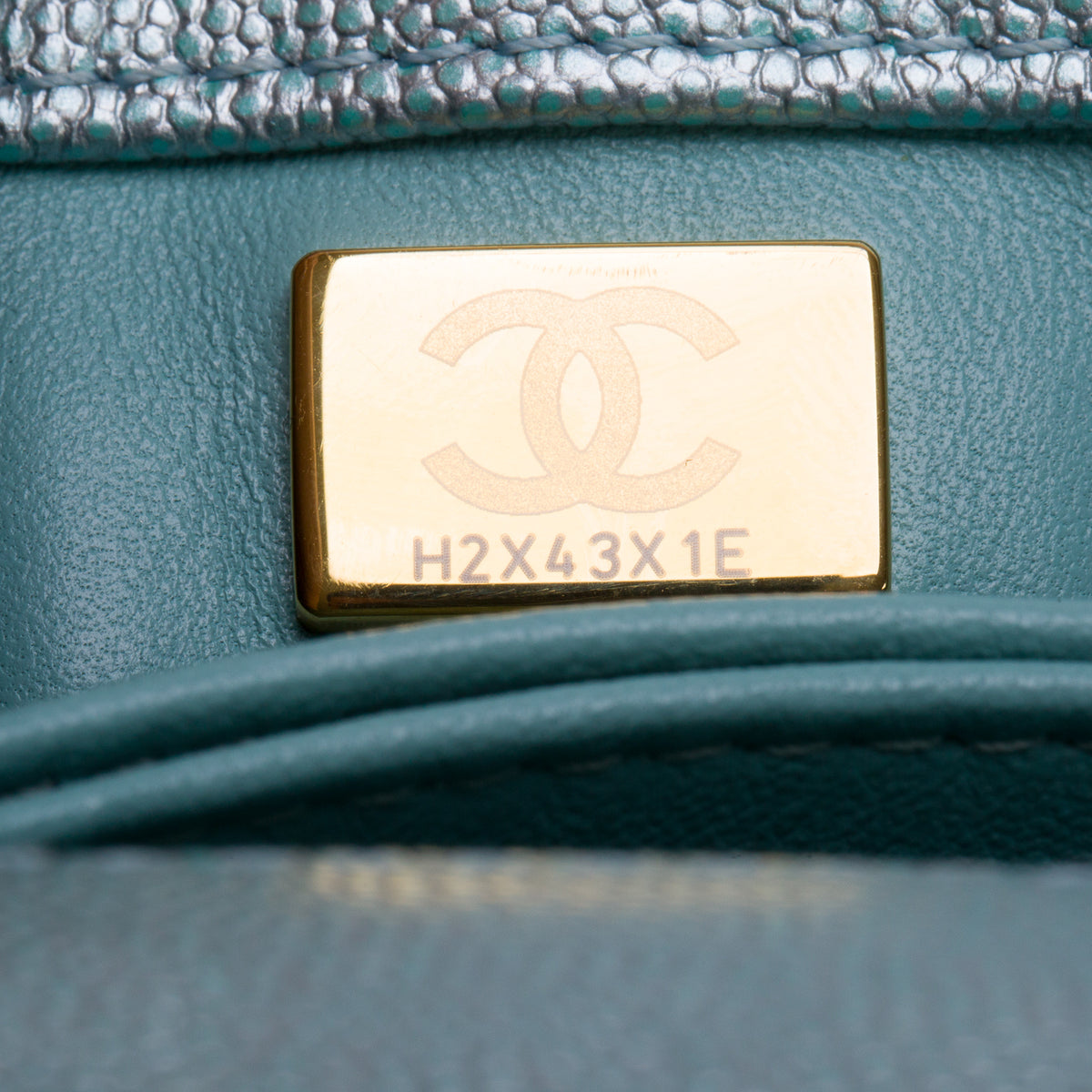 Chanel Metallic Blue Caviar Quilted Mini Coco Top Handle Flap Bag