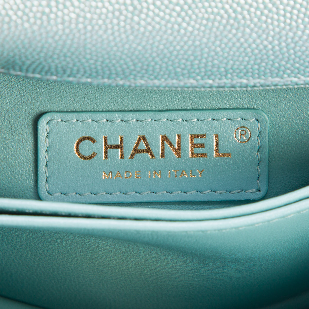 Chanel Metallic Blue Caviar Quilted Mini Coco Top Handle Flap Bag