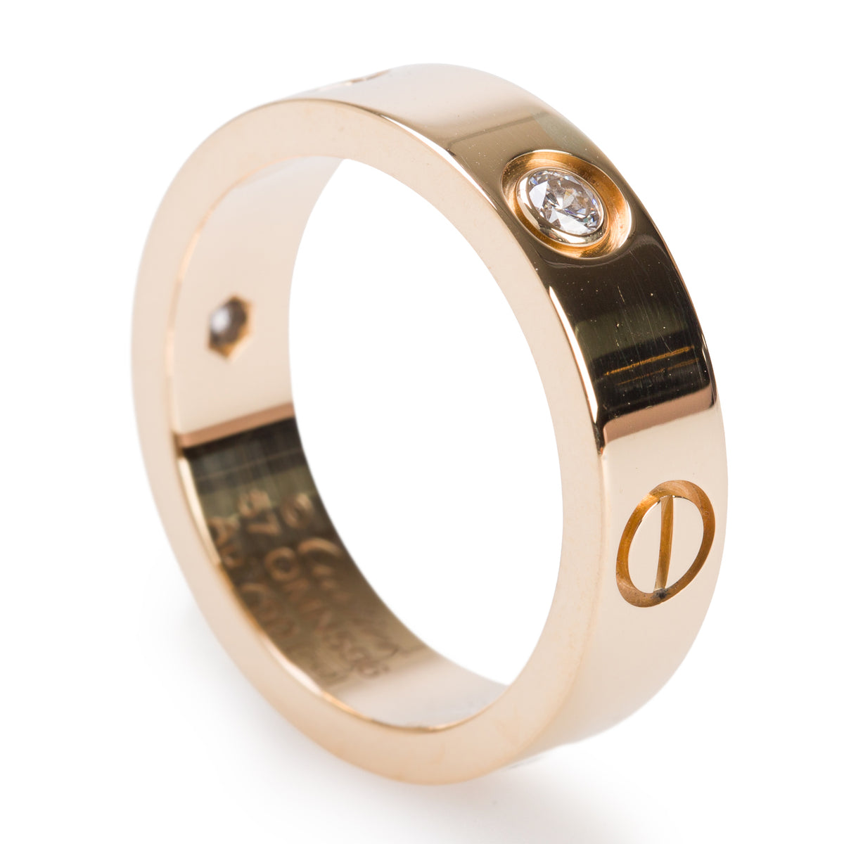 Cartier 2022 18k Yellow Gold 3 Diamond 5.5 MM Love Ring, Size 57 8 w/ Box & Receipt