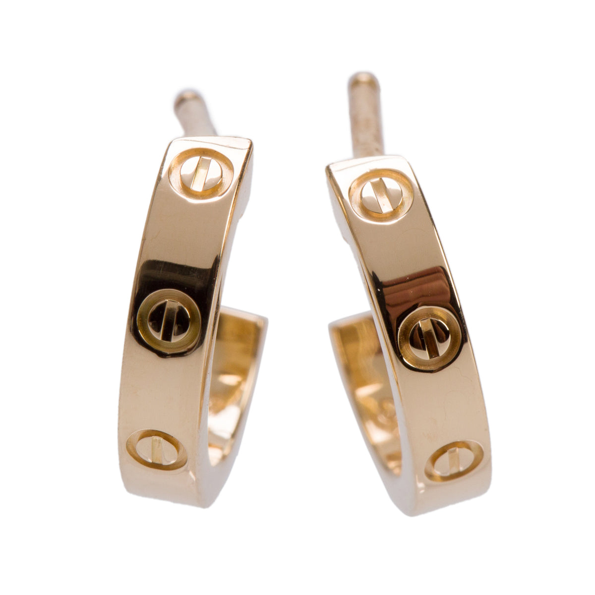 Cartier 2022 18k Yellow Gold Love Hoop Earrings, Small Model w/ Box