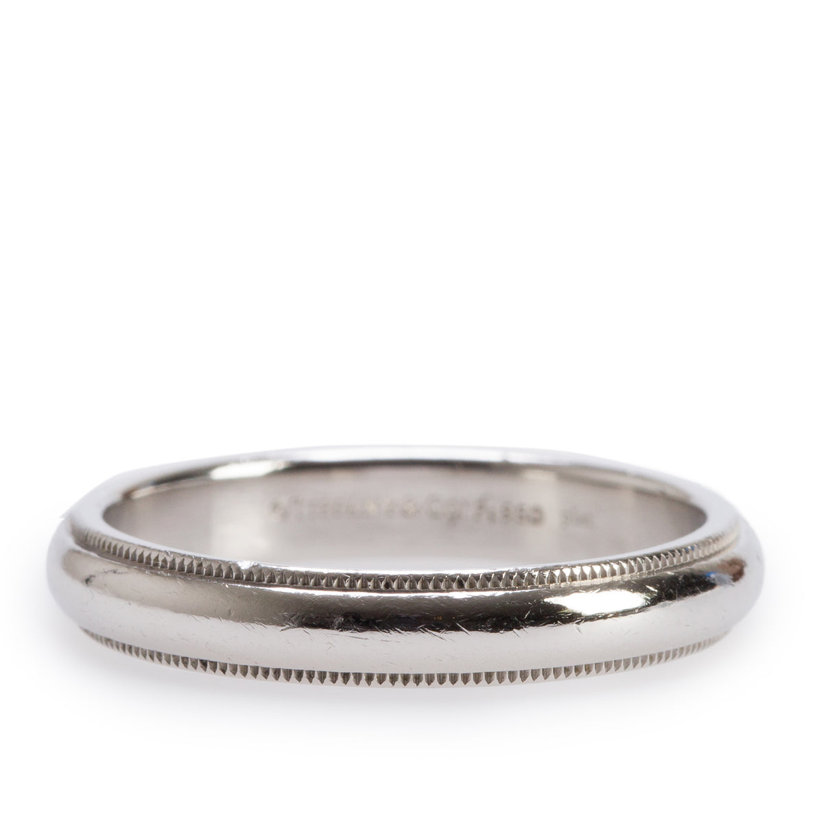 Tiffany & Co. Platinum Together Milgrain 4 MM Wedding Band Ring, Size 11