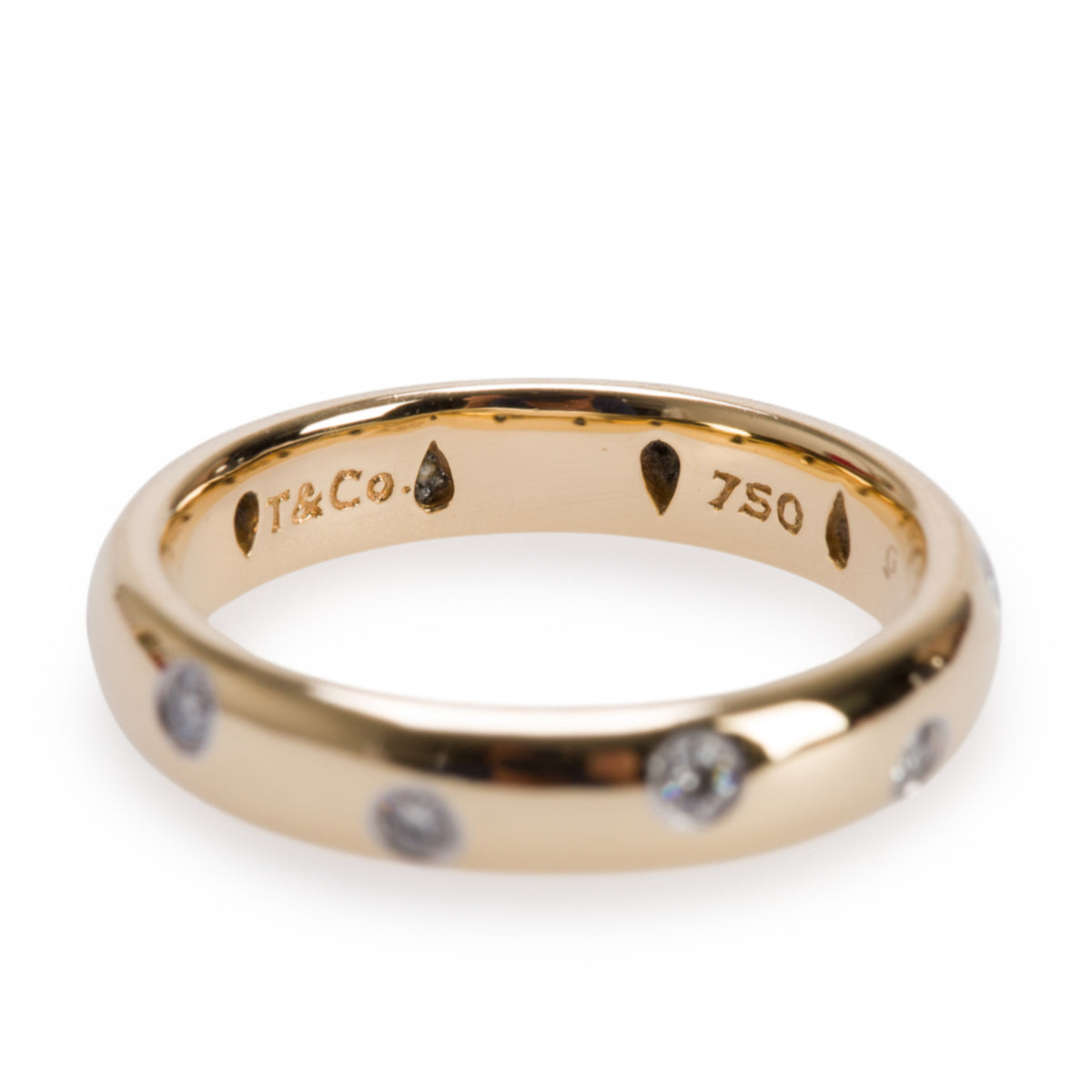Tiffany & Co. 18k Yellow Gold Diamond Etoile 4 MM Band Ring, Size 7