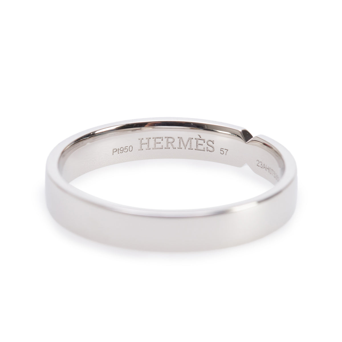 Hermes Platinum Ever Kelly Wedding Band Ring, Large Model, Size 57 8 w/ Box