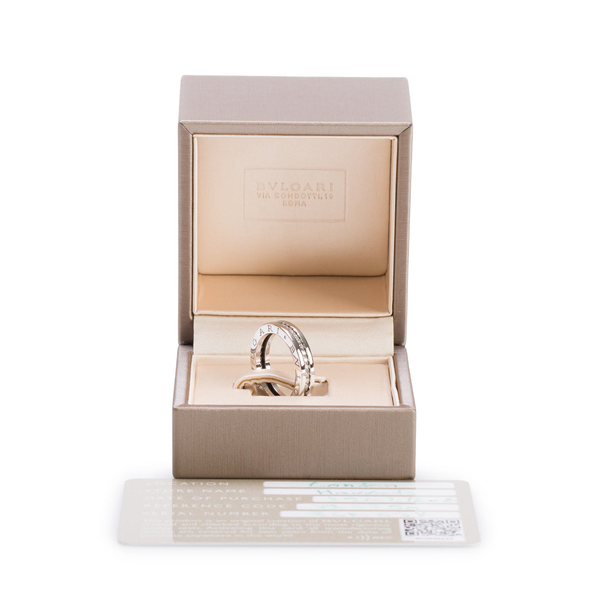 BVLGARI 18k White Gold Diamond B.Zero1 One-Band Ring Size 55 7 w/ Box & Certificate