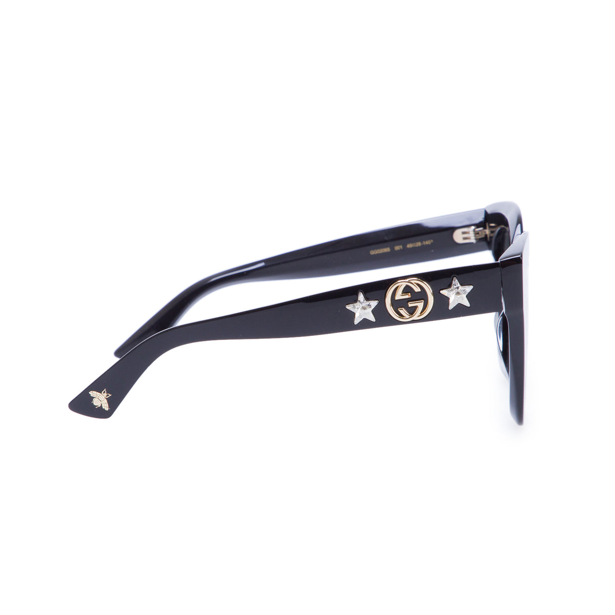 Gucci GG0208S Black Round Frame Star Sunglasses w/ Case