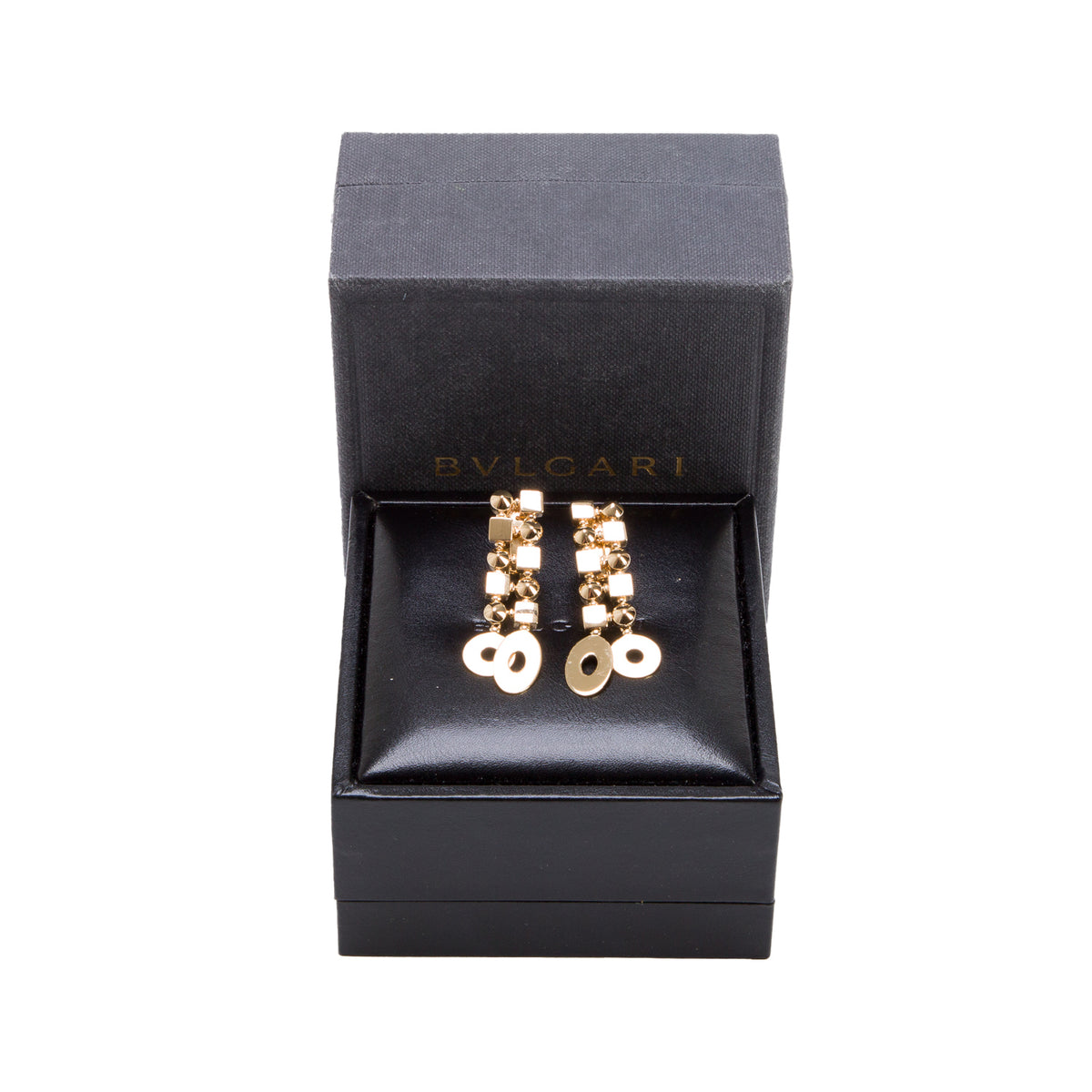 BVLGARI 18kYellow Gold Lucea Geometric Drop Earrings w/ Box