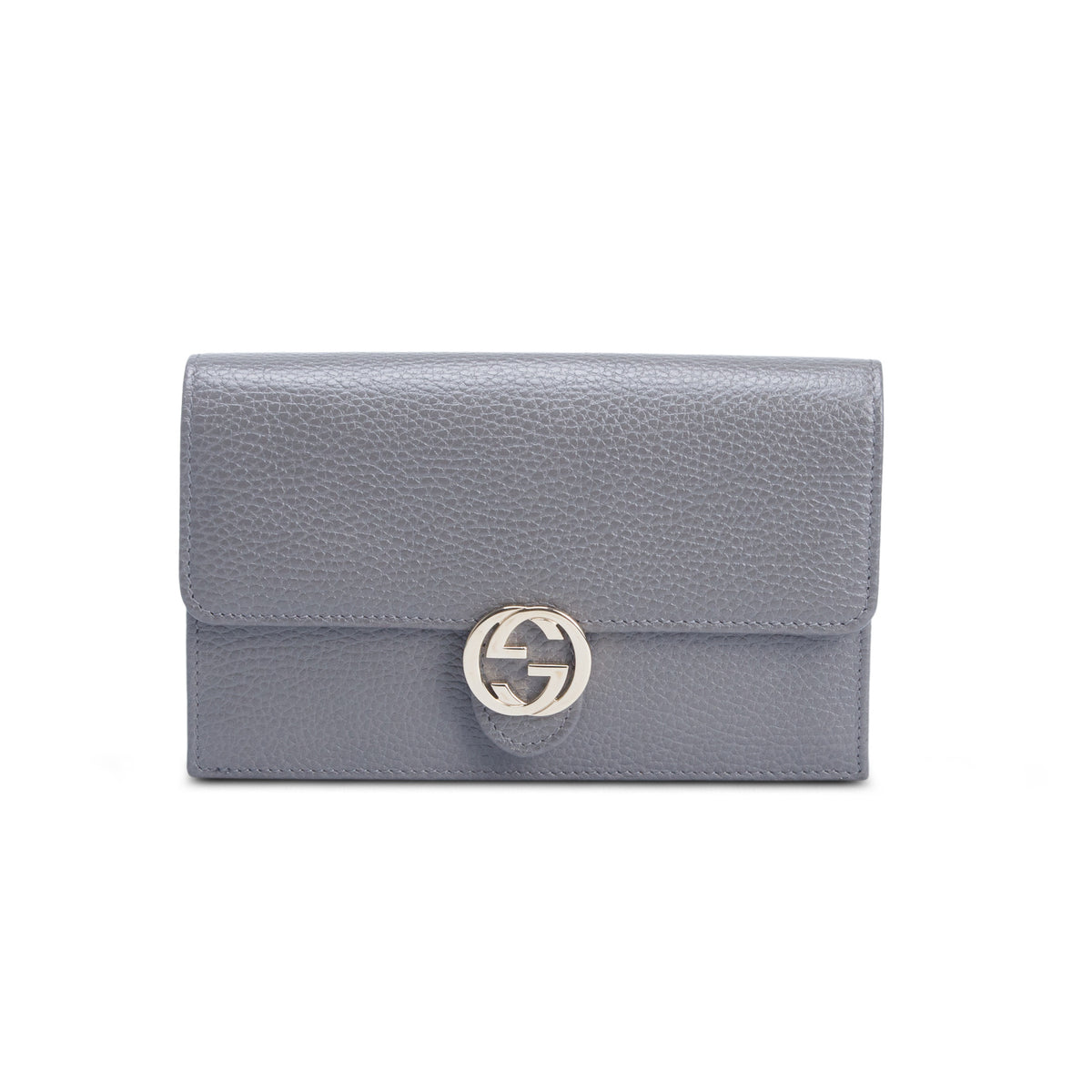 Gucci Grey Dollar Calfskin Leather Interlocking G Chain Wallet
