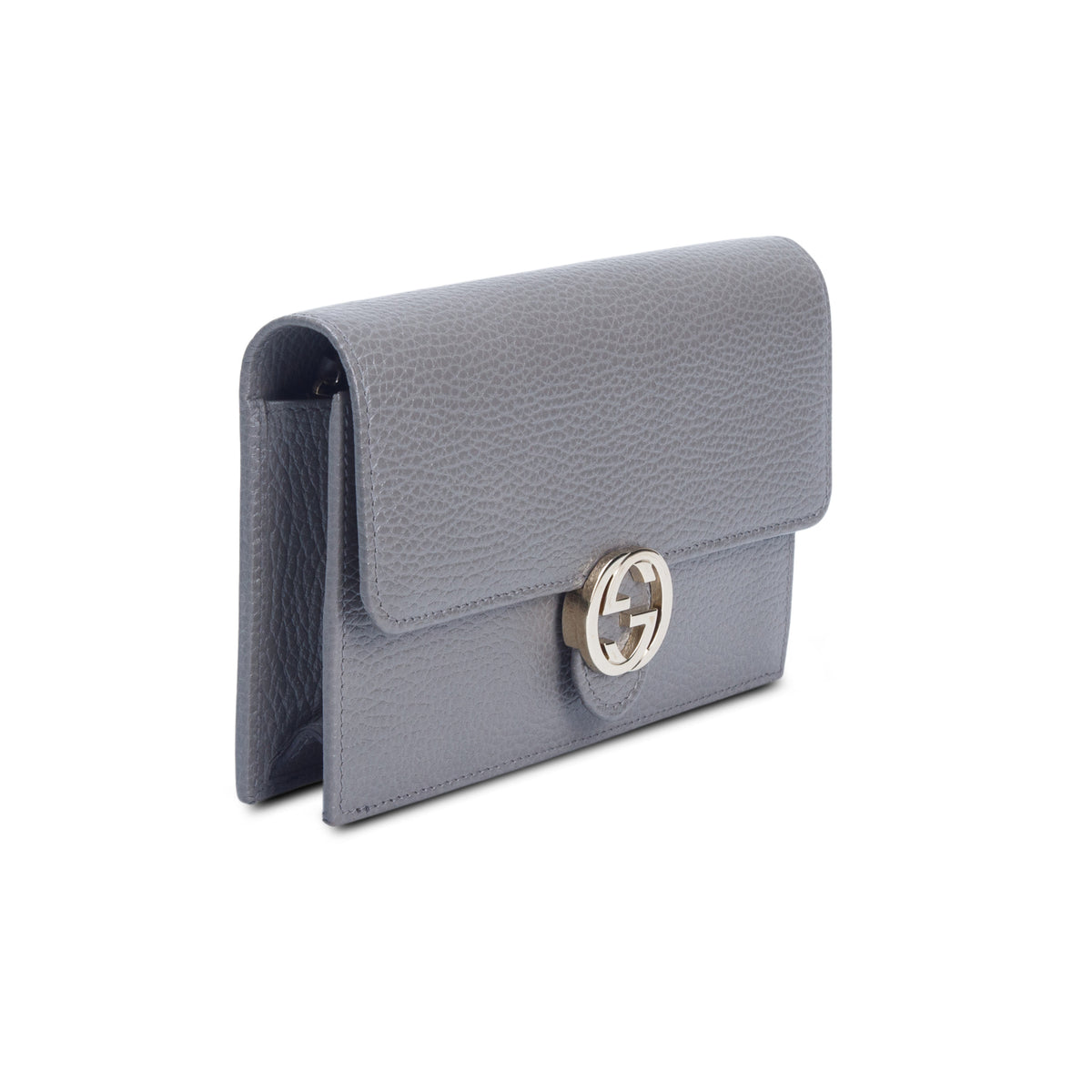 Gucci Grey Dollar Calfskin Leather Interlocking G Chain Wallet