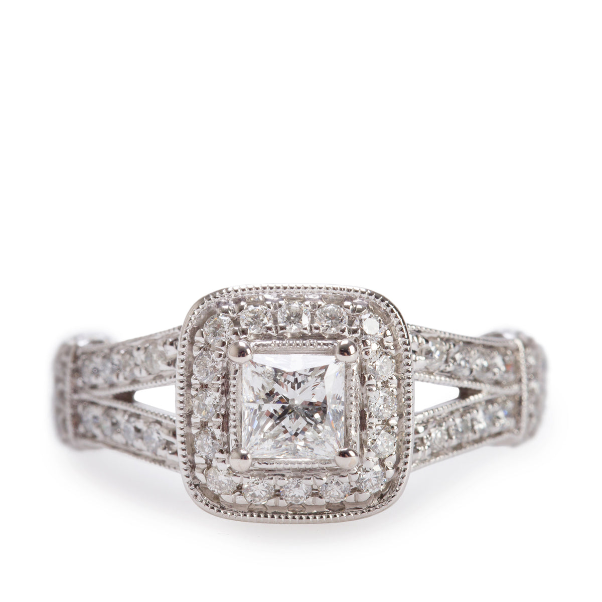 Vera Wang 14k White Gold 0.44 ct. Princess Cut Diamond Engagement Ring, Size 6.5 w/ Box