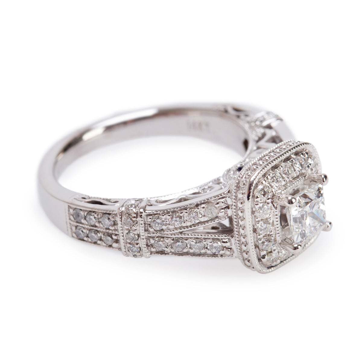 Vera Wang 14k White Gold 0.44 ct. Princess Cut Diamond Engagement Ring, Size 6.5 w/ Box