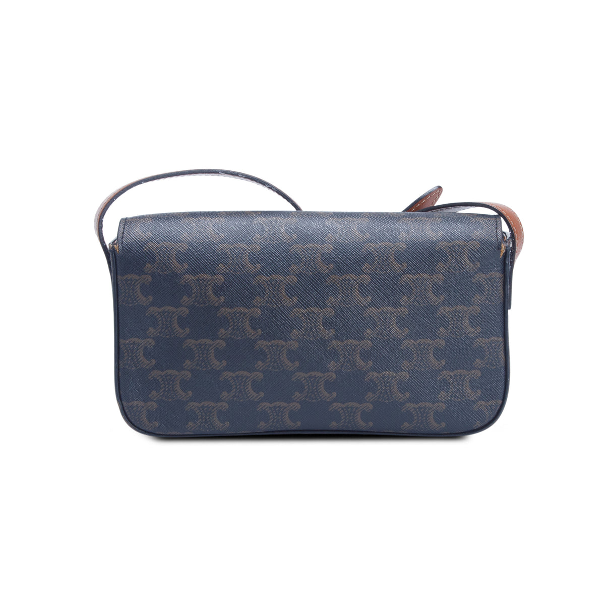 Celine 2021 Brown Canvas Calfskin Triomphe Shoulder Bag