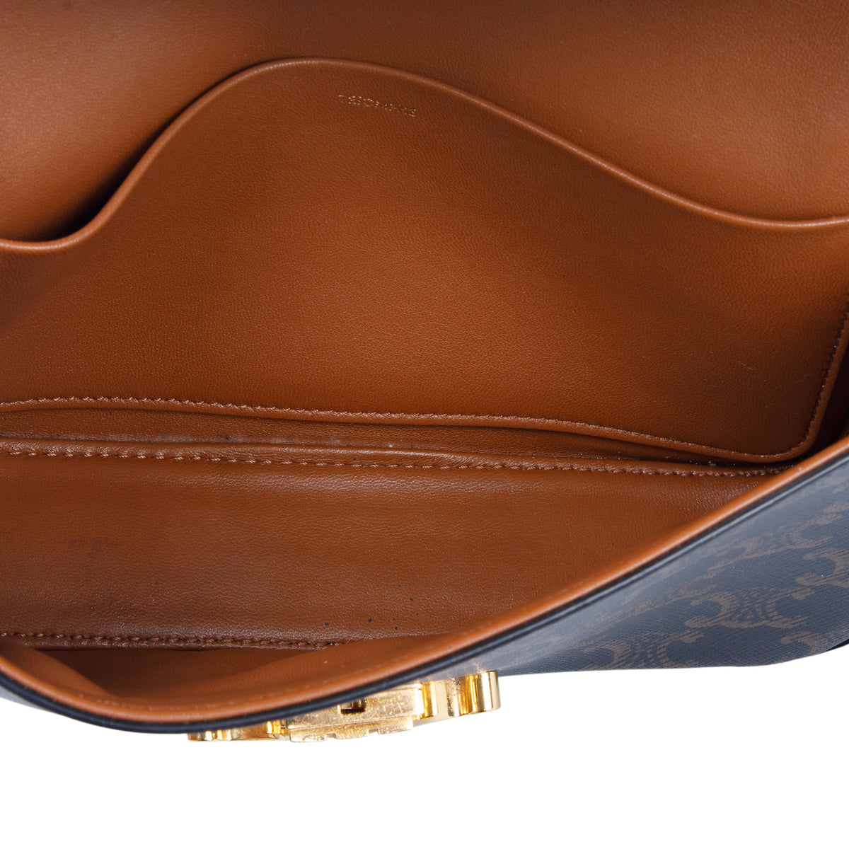 Celine 2021 Brown Canvas Calfskin Triomphe Shoulder Bag