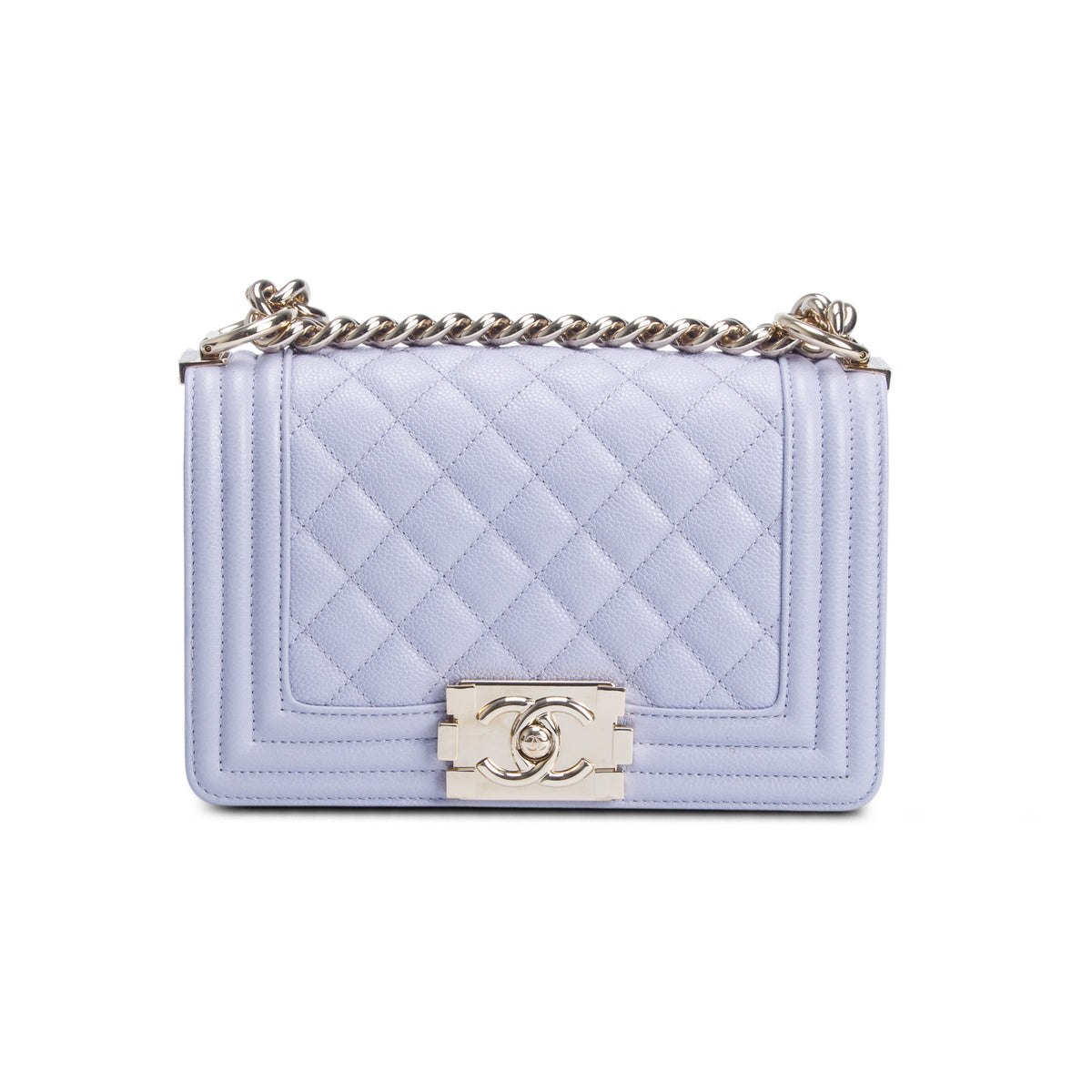 Chanel Purple Quilted Caviar Leather Small Boy Bag w/ Box