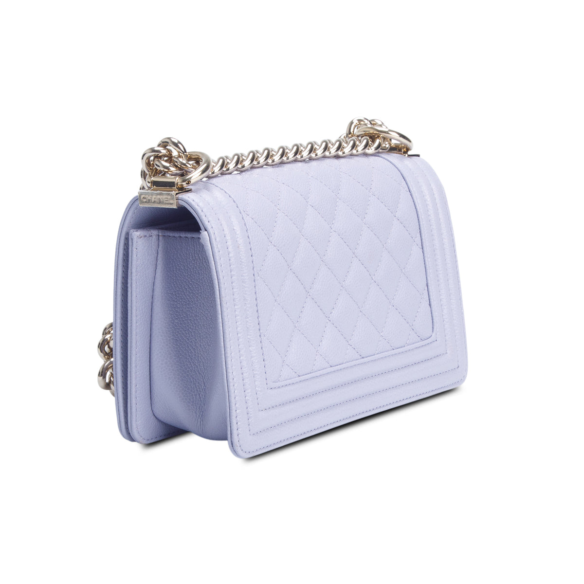 Chanel Purple Quilted Caviar Leather Small Boy Bag w/ Box