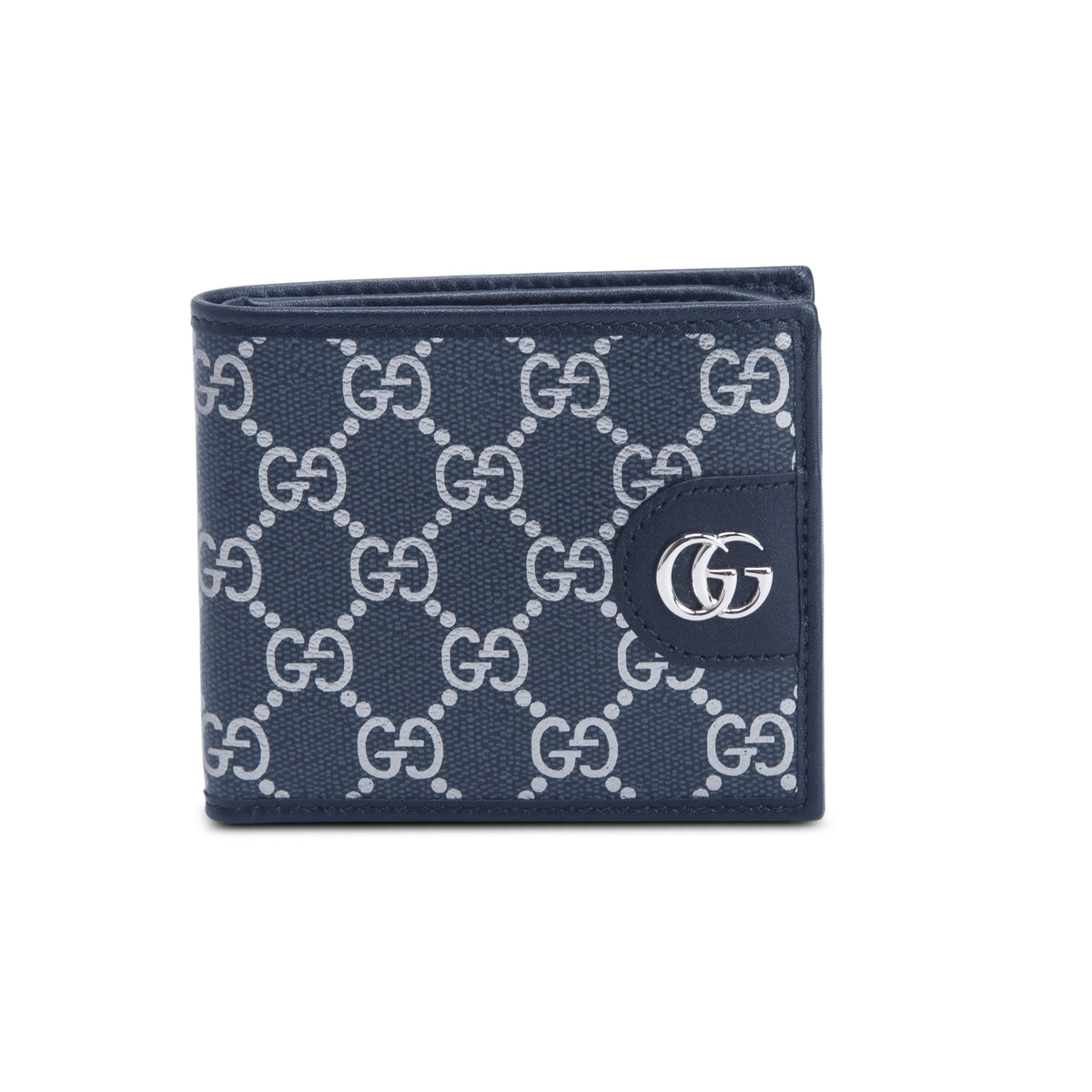 Gucci Black/Silver GG Supreme Monogram Bi-Fold Wallet w/ Box
