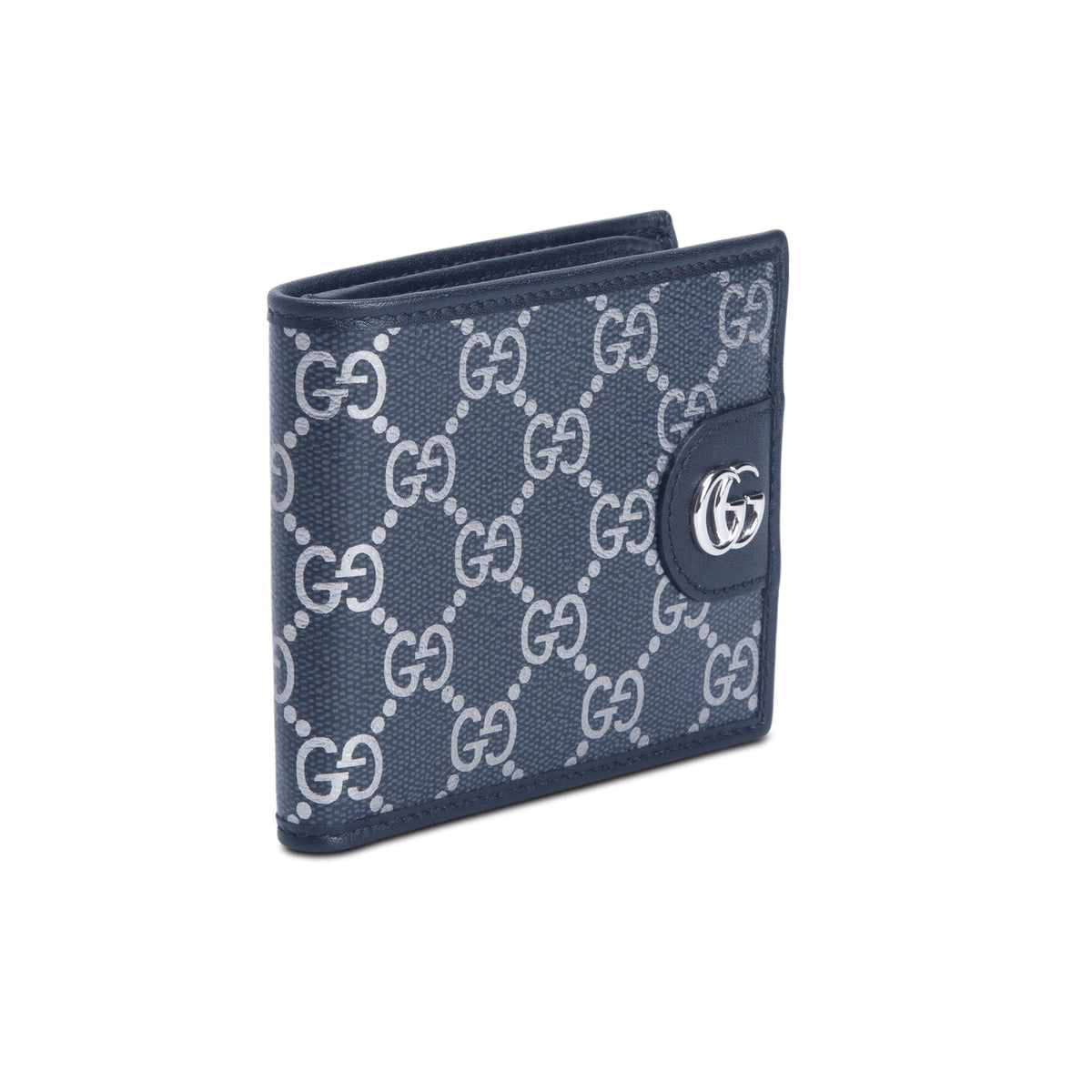 Gucci Black/Silver GG Supreme Monogram Bi-Fold Wallet w/ Box